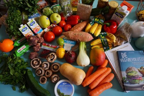 A table full of fruits and vegetables on it